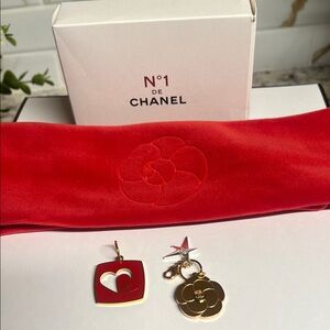 Chanel Red Camilla Headband with Gold Charms